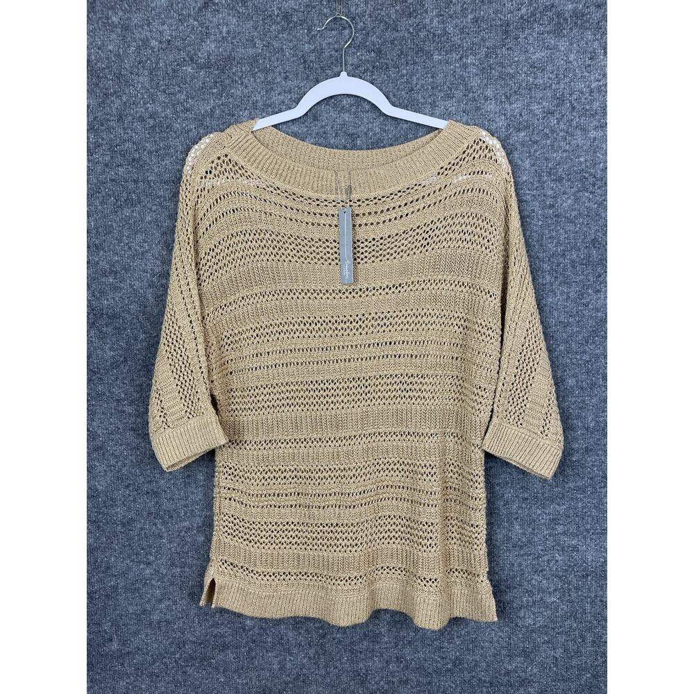 Chico's Travelers Gold Shimmer Sweater 1 8/10 M Retails $118.00‎